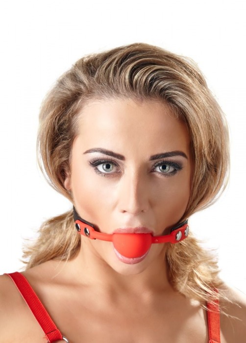 Силиконовый кляп-шар на чёрных ремешках Red Gag silicone - Orion - купить с доставкой в Махачкале