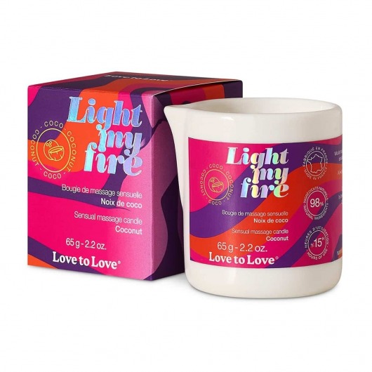 Массажная свеча Light My Fire Coconut с ароматом кокоса - 65 гр. - Love to Love - купить с доставкой в Махачкале