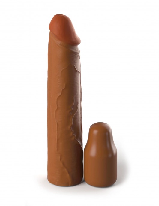 Коричневая насадка на член 2  Silicone X-tension - 20,3 см. - Pipedream - в Махачкале купить с доставкой