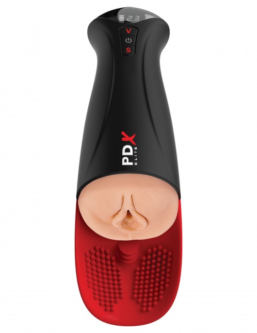 Телесный мастурбатор-вагина в черной колбе с вибрацией Fuck-O-Matic Pro XL - Pipedream - в Махачкале купить с доставкой