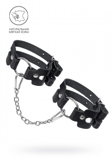 Черные кожаные оковы из двух ремешков - Pecado - купить с доставкой в Махачкале