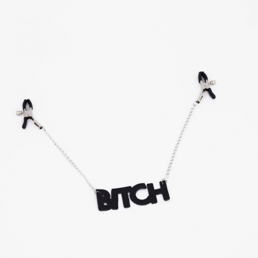 Зажимы на соски с кожаной подвеской Bitch - Crazy Handmade - купить с доставкой в Махачкале