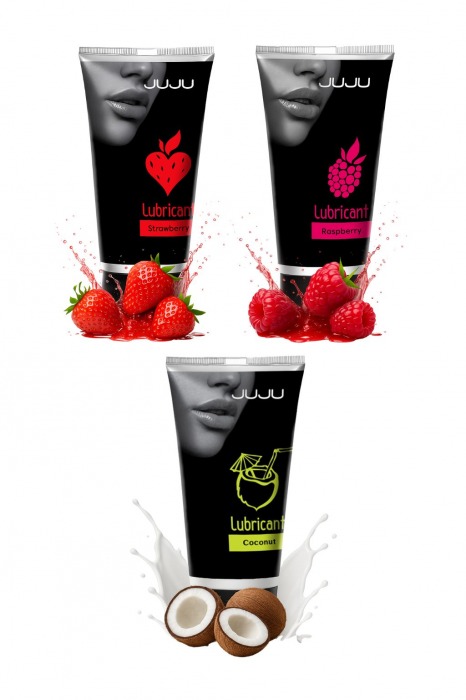 Набор из 3 съедобных лубрикантов JUJU (клубника, малина, кокос) - JuJu - купить с доставкой в Махачкале