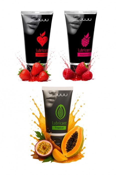 Набор из 3 съедобных лубрикантов JUJU (клубника, малина, тропические фрукты) - JuJu - купить с доставкой в Махачкале