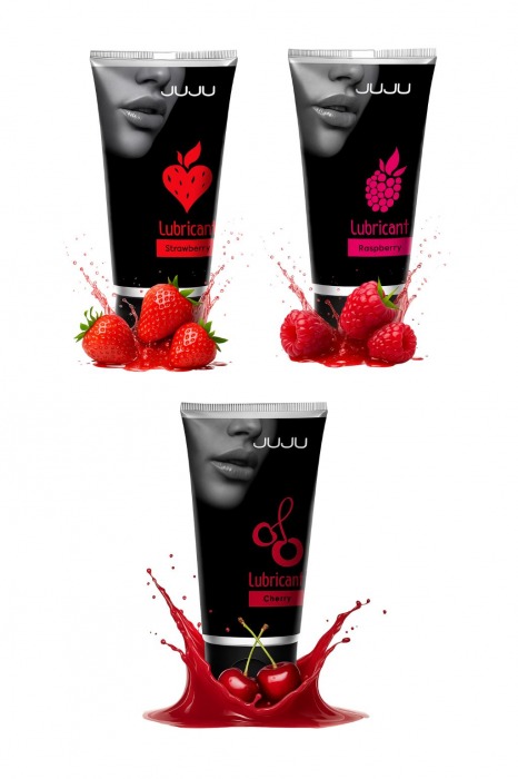 Набор из 3 съедобных лубрикантов JUJU (клубника, малина, вишня) - JuJu - купить с доставкой в Махачкале