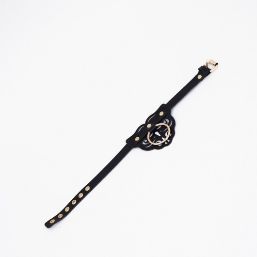 Черный чокер с клепками и золотистой фурнитурой - Crazy Handmade - купить с доставкой в Махачкале