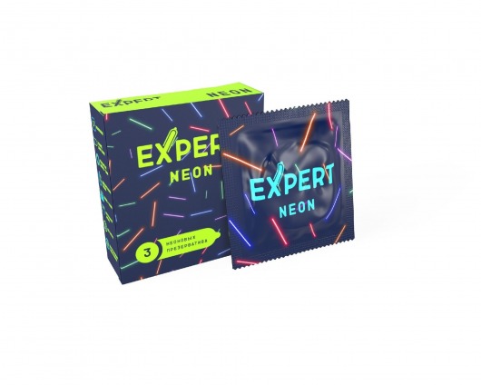 Светящиеся в темноте презервативы Expert Neon - 3 шт. - Expert - купить с доставкой в Махачкале