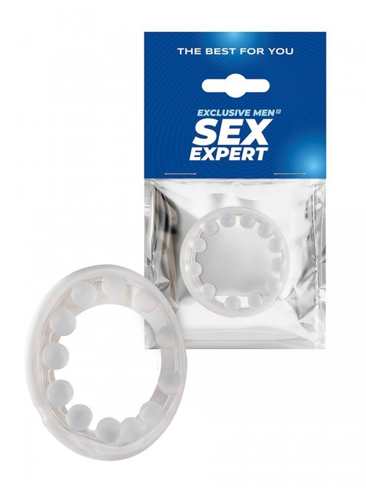 Эрекционное кольцо со стимулирующими шариками на поверхности - Sex Expert - в Махачкале купить с доставкой