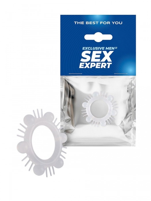 Эластичное эрекционное кольцо с шипиками и шариками - Sex Expert - в Махачкале купить с доставкой