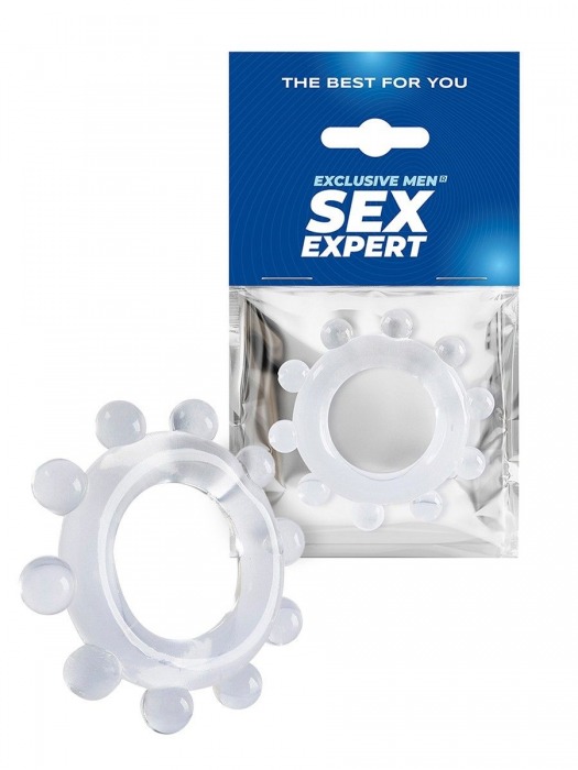 Прозрачное эрекционное кольцо со стимулирующими шариками - Sex Expert - в Махачкале купить с доставкой
