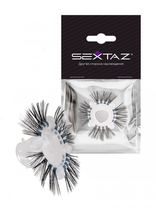 Эластичное эрекционное кольцо с черными «ресничками» - Sextaz - в Махачкале купить с доставкой