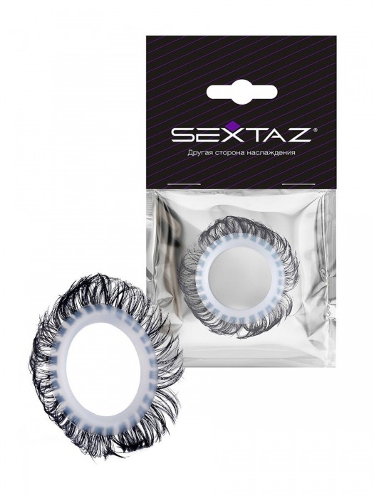 Эластичное эрекционное колечко с черными «ресничками» - Sextaz - в Махачкале купить с доставкой