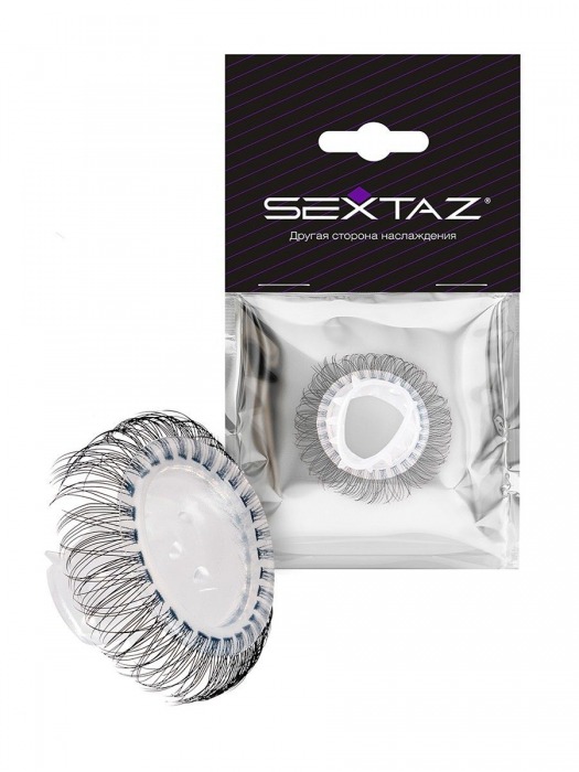 Эластичное эрекционное кольцо с длинными черными «ресничками» - Sextaz - в Махачкале купить с доставкой