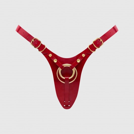 Красный пояс для фиксации насадок Strap-On-Me Leatherette Harness Fabulous - Strap-on-me - купить с доставкой в Махачкале