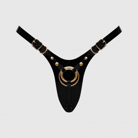 Черный пояс для фиксации насадок Strap-On-Me Leatherette Harness Fabulous - Strap-on-me - купить с доставкой в Махачкале