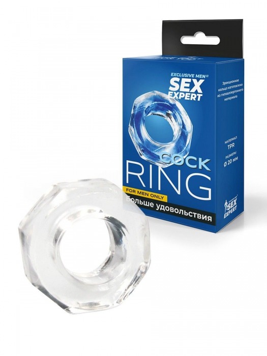 Прозрачное эрекционное кольцо в форме гайки - Sex Expert - в Махачкале купить с доставкой