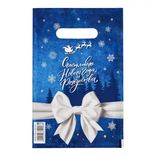Сине-белый подарочный новогодний пакет с вырубной ручкой (20х30 см) - Сима-Ленд - купить с доставкой в Махачкале