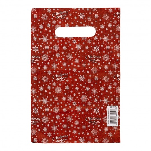 Красный подарочный новогодний пакет с вырубной ручкой (20х30 см) - Сима-Ленд - купить с доставкой в Махачкале