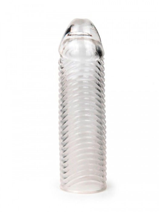 Прозрачная закрытая насадка на пенис с ребрышками - 16 см. - Sex Expert - в Махачкале купить с доставкой