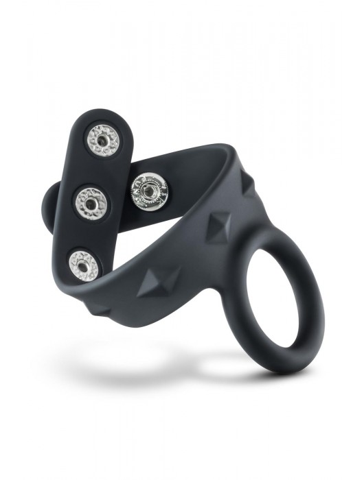 Черное эрекционное кольцо с подхватом мошонки на кнопках VS6 - Blush Novelties - в Махачкале купить с доставкой