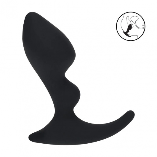 Черная анальная пробка для массажа простаты Double Ripple Silicone Prostate Massager - Shots Media BV - в Махачкале купить с доставкой