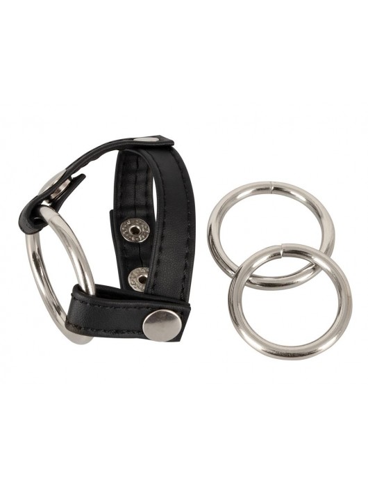 Подхват для мошонки с 3 съемными эрекционными кольцами Leder-Riemen - Orion - в Махачкале купить с доставкой
