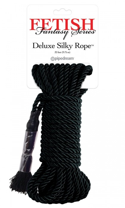 Черная веревка для фиксации Deluxe Silky Rope - 9,75 м. - Pipedream - купить с доставкой в Махачкале