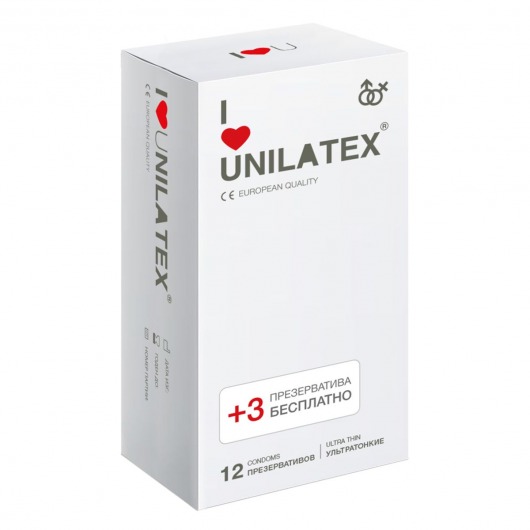 Ультратонкие презервативы Unilatex Ultra Thin - 12 шт. + 3 шт. в подарок - Unilatex - купить с доставкой в Махачкале