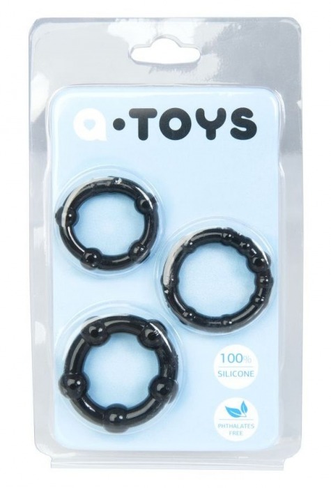 Набор из 3 чёрных эрекционных колец A-toys - A-toys - в Махачкале купить с доставкой