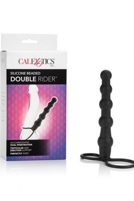 Насадка на пенис для двойного проникновения Silicone Beaded Double Rider - 14 см. - California Exotic Novelties - в Махачкале купить с доставкой