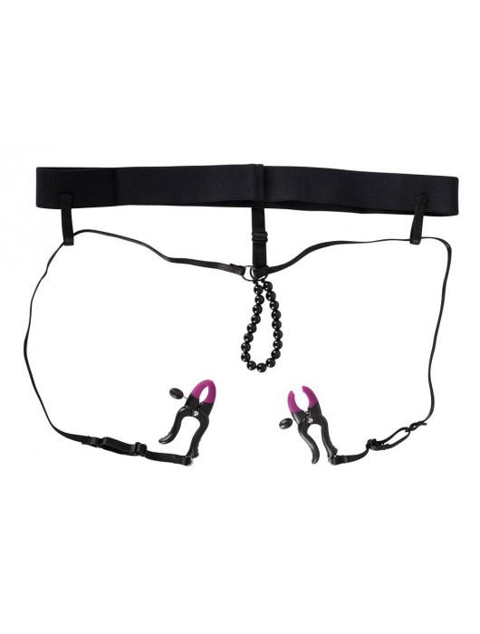 Трусики с зажимами для половых губ и бусинками для массажа промежности - Orion - купить с доставкой в Махачкале