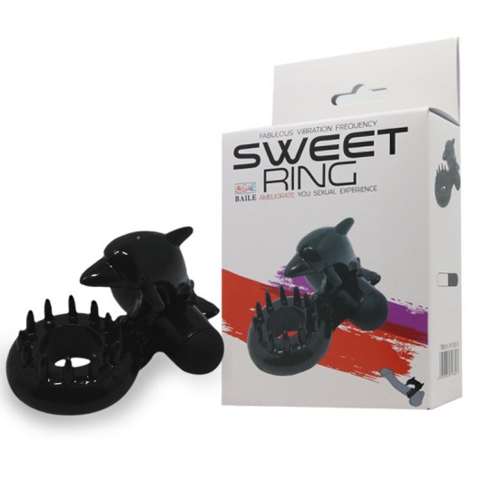 Чёрное эрекционное виброкольцо Sweet Ring с дельфинчиком - Baile - в Махачкале купить с доставкой