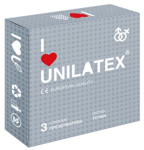 Презервативы с точками Unilatex Dotted - 3 шт. - Unilatex - купить с доставкой в Махачкале