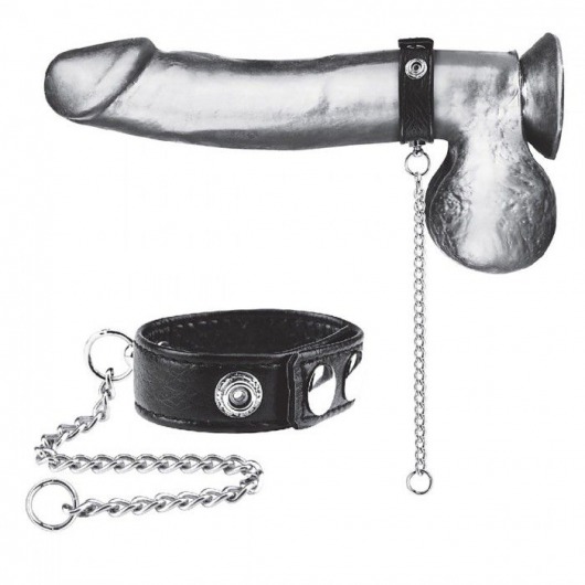 Утяжка на пенис с поводком Snap Cock Ring With 12  Leash - BlueLine - купить с доставкой в Махачкале