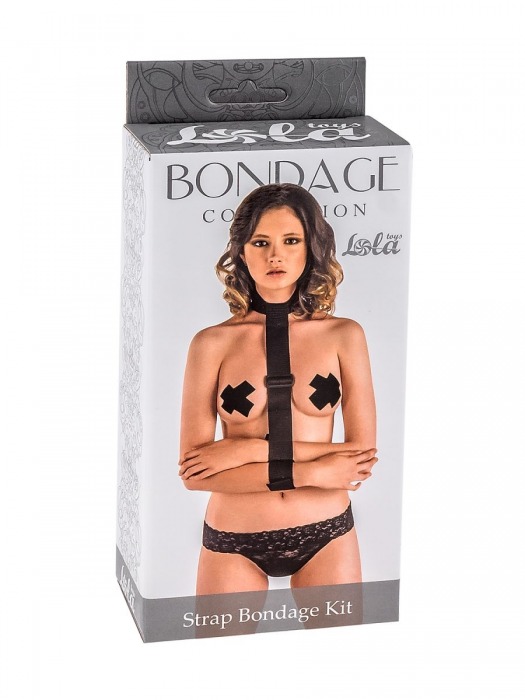 Ошейник с длинной лентой и наручниками Strap Bondage Kit One Size - Lola Games - купить с доставкой в Махачкале