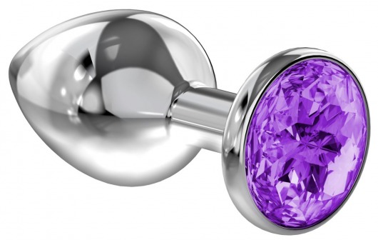 Малая серебристая анальная пробка Diamond Purple Sparkle Small с фиолетовым кристаллом - 7 см. - Lola Games - купить с доставкой в Махачкале