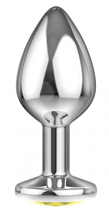 Большая серебристая анальная пробка Diamond Yellow Sparkle Large с жёлтым кристаллом - 8 см. - Lola Games - купить с доставкой в Махачкале