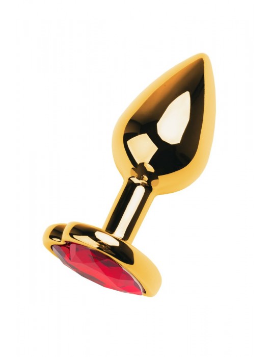 Золотистая анальная пробка с кристаллом-сердцем - 7,5 см. - ToyFa - купить с доставкой в Махачкале