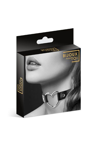 Чёрный чокер с кольцом в форме сердца - Bijoux Pour Toi - купить с доставкой в Махачкале