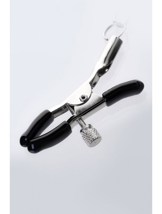 Серебристо-чёрные зажимы для сосков с кольцом для пениса TOYFA Metal - ToyFa - купить с доставкой в Махачкале